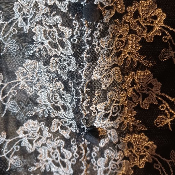 MERCER & MADISON VINTAGE Black Cream Floral Lace 5 Button Camisole Bustier_XL - Picture 6 of 9